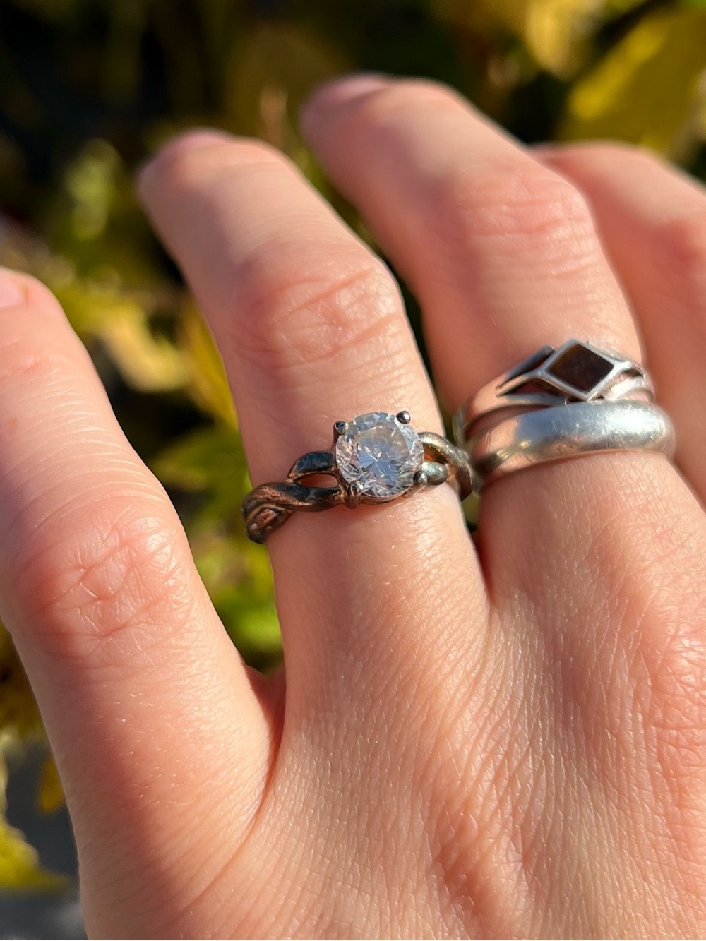 Vtg Sterling Silver Solitaire Ring
